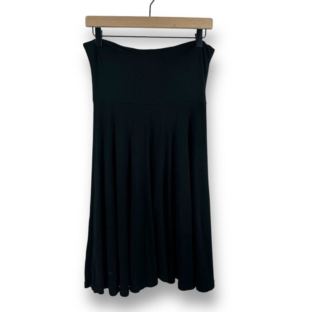 Tribal Womens M Midi Flare Skirt Solid Black Pull On Elevated Basic Comfy Casual